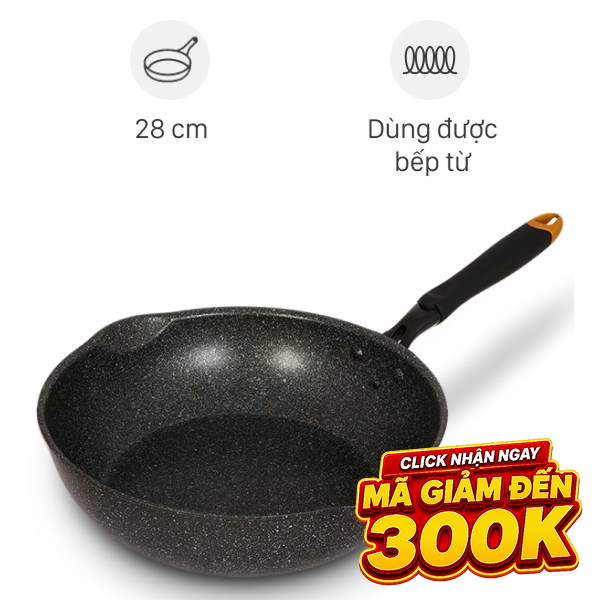 Chảo nhôm sâu chống dính vân đá đáy từ Kangaroo KG662L