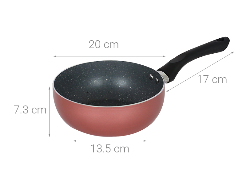 Chảo nhôm sâu chống dính vân đá đáy từ 20 cm Sunhouse SHS20MP