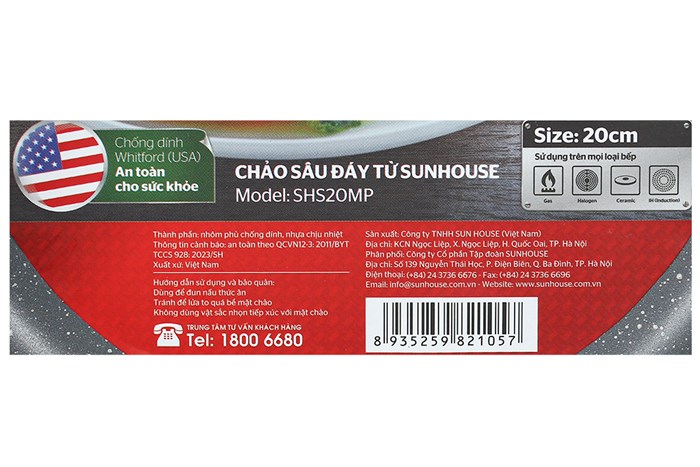 Chảo nhôm sâu chống dính vân đá đáy từ 20 cm Sunhouse SHS20MP Màu Hồng