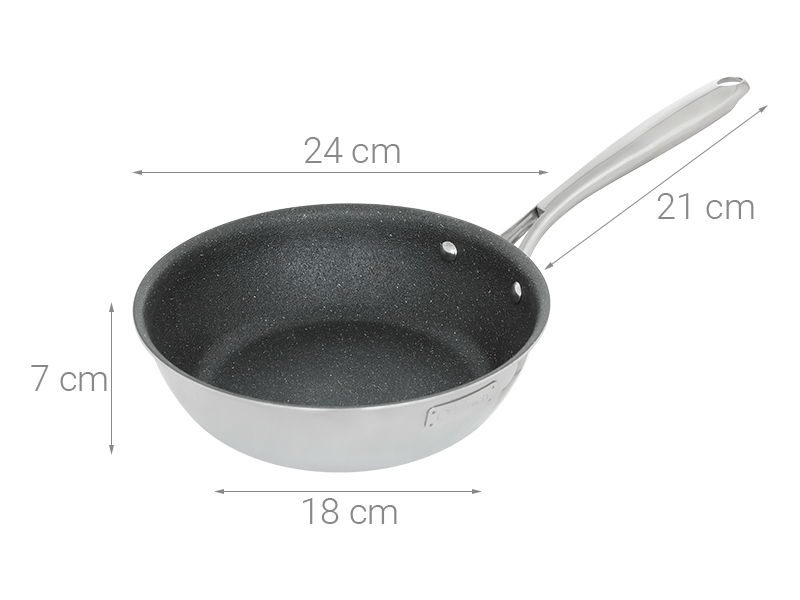 Chảo inox sâu chống dính vân đá đáy từ 24 cm Elmich Trimax EL2416OL