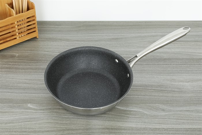 Chảo inox sâu chống dính vân đá đáy từ 24 cm Elmich Trimax EL2416OL Màu Inox