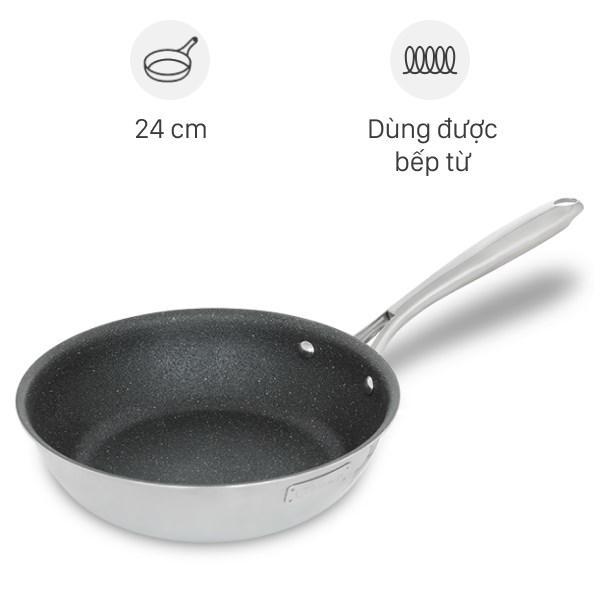 Chảo Inox Sâu Chống Dính Vân Đá Đáy Từ 24 Cm Elmich Trimax El2416Ol