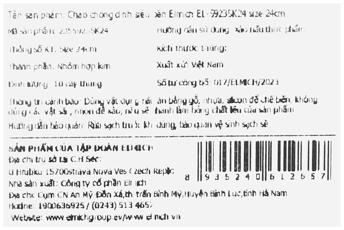 Chảo nhôm sâu chống dính đáy từ 24 cm Elmich EL-5923SK24 Màu Xanh da trời nhạt
