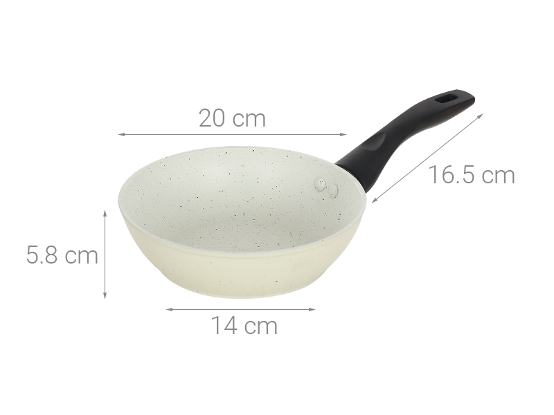 Chảo nhôm sâu chống dính vân đá đáy từ 20 cm Green Cook GCP226-20IH