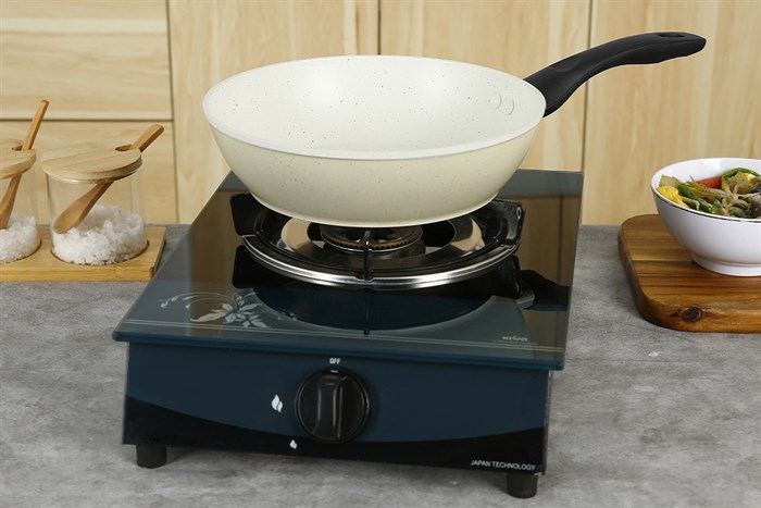 Chảo nhôm sâu chống dính vân đá đáy từ 24 cm Green Cook GCP226-24IH