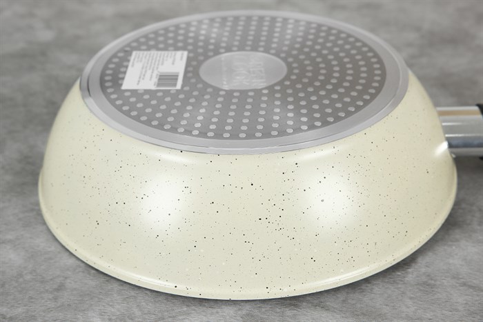 Chảo nhôm sâu chống dính vân đá đáy từ 24 cm Green Cook GCP226-24IH Màu Kem