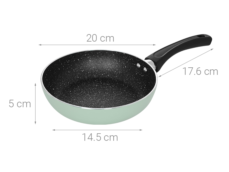 Chảo nhôm chống dính vân đá đáy từ 20 cm Elmich Colosseum Y1 EL-3718 Xanh mint