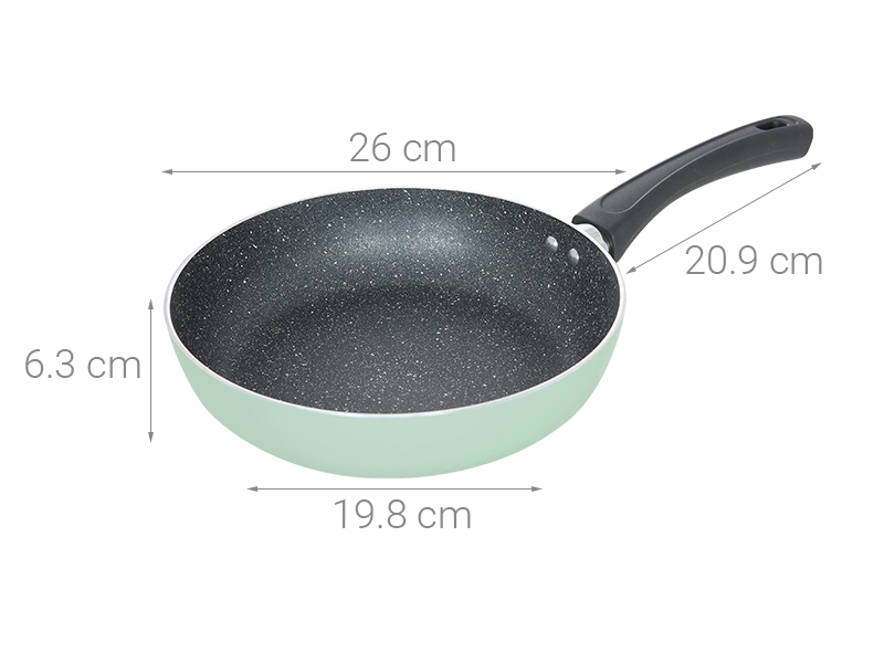 Chảo nhôm chống dính vân đá đáy từ 26 cm Elmich Colosseum Y1 EL-3720 Xanh mint