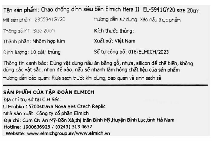 Chảo nhôm chống dính đáy từ 20 cm Elmich Hera II EL-5941GY20 Màu Xanh lá