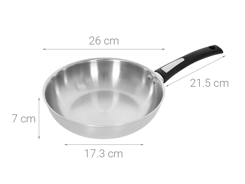 Chảo inox nguyên khối sâu đáy từ 26 cm Elmich Basic EL-2842IN26