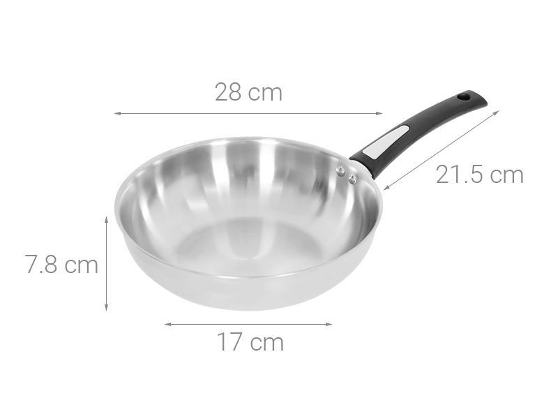 Chảo inox nguyên khối sâu đáy từ 28 cm Elmich Basic EL-2842IN28