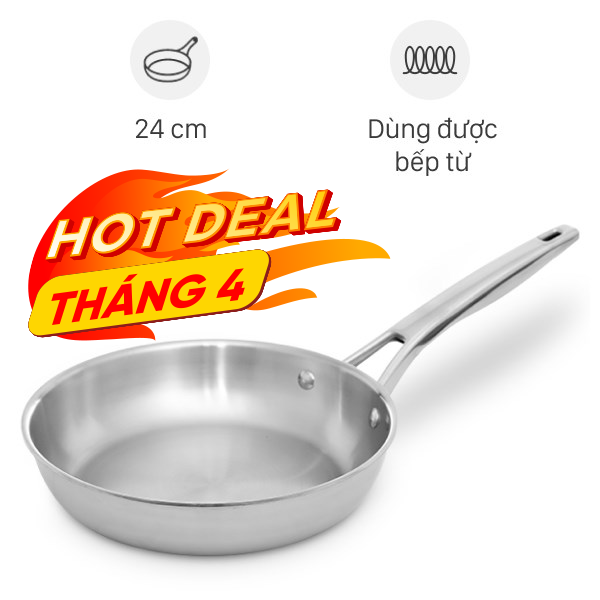 Chảo inox nguyên khối đáy từ Elmich Trimax EL-2838IN24
