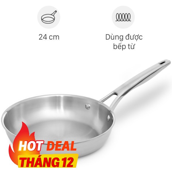 Chảo inox nguyên khối đáy từ Elmich Trimax EL-2838IN24