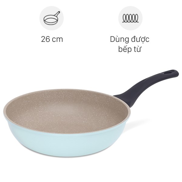 Chảo Nhôm Sâu Chống Dính Vân Đá Đáy Từ 26 Cm Green Cook Gcp244 - 26Ih