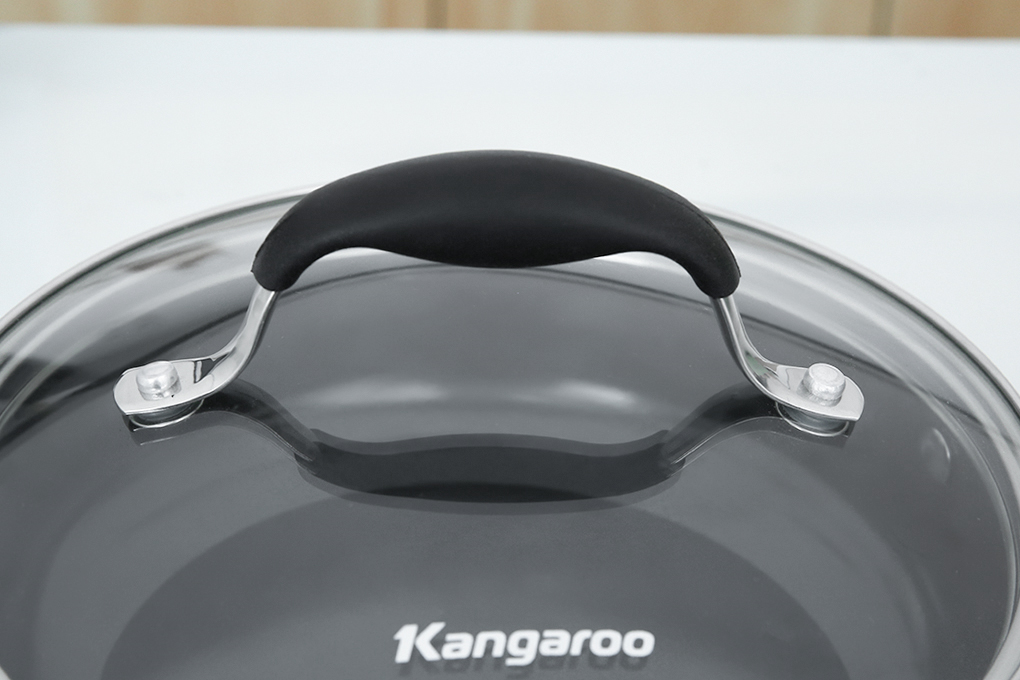 Chảo inox nguyên khối sâu chống dính đáy từ nắp kính 20 cm Kangaroo KG3IF2002 Màu Inox