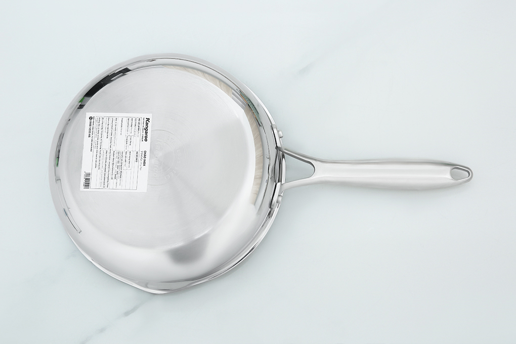 Chảo inox nguyên khối sâu chống dính đáy từ nắp kính 20 cm Kangaroo KG3IF2002 Màu Inox