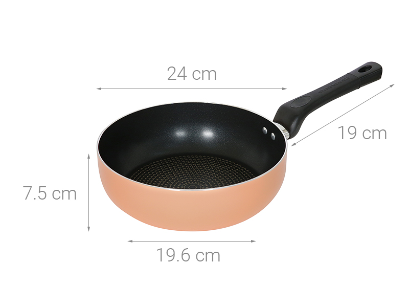 Chảo nhôm sâu chống dính vân đá đáy từ 24 cm Sunhouse SHS24MPT