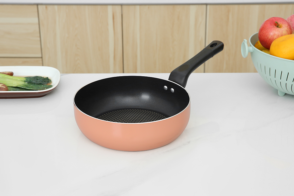 Chảo nhôm sâu chống dính vân đá đáy từ 24 cm Sunhouse SHS24MPT Màu Hồng