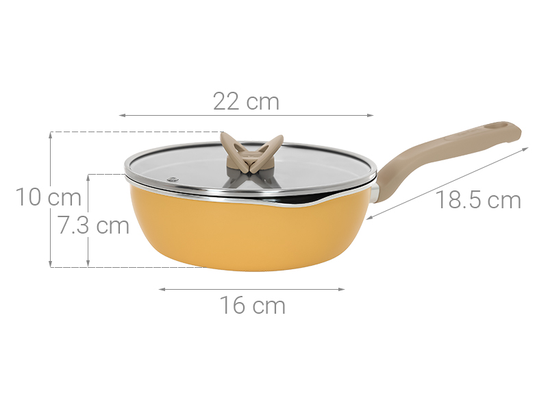 Chảo nhôm sâu chống dính đáy từ nắp kính 22 cm Tefal G1802524