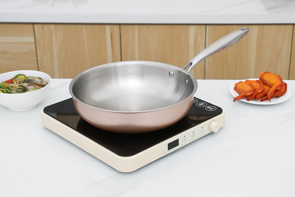 Chảo inox nguyên khối sâu đáy từ 26 cm Green Cook GCP245-26IH Màu Hồng