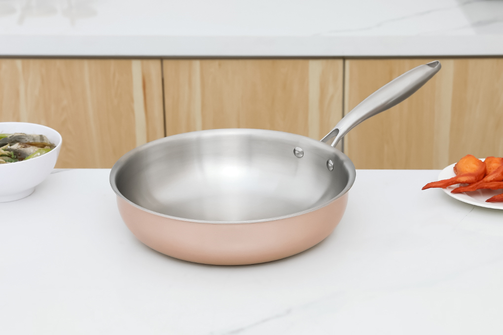 Chảo inox nguyên khối sâu đáy từ 26 cm Green Cook GCP245-26IH Màu Hồng