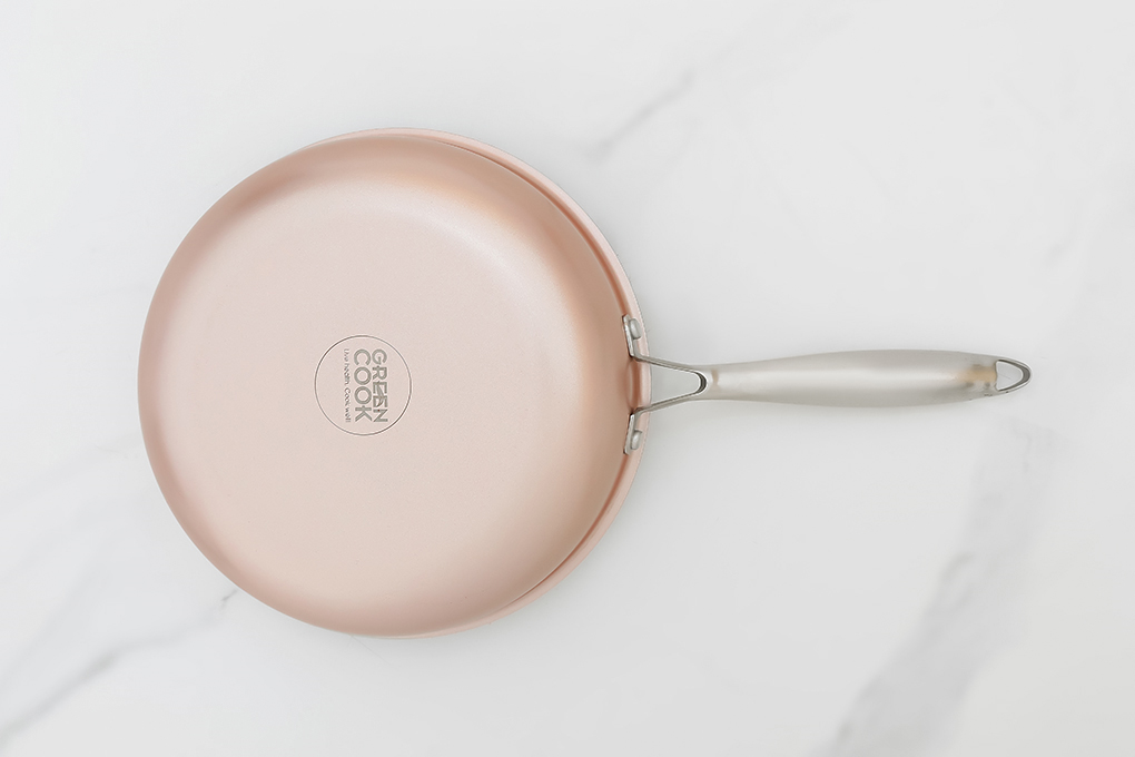 Chảo inox nguyên khối sâu đáy từ 26 cm Green Cook GCP245-26IH Màu Hồng