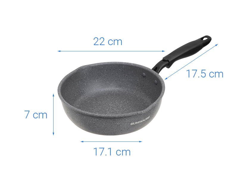Chảo nhôm chống dính vân đá đáy từ 22 cm Sunhouse SHS22MW