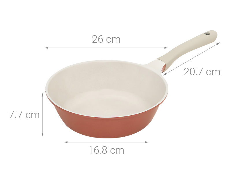 Chảo nhôm sâu chống dính vân đá đáy từ 26 cm Inochi Omi Simple HIN.CHSL.VD26