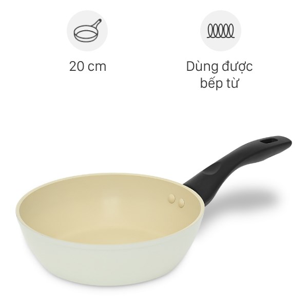 Chảo nhôm sâu chống dính vân đá đáy từ 20 cm Green Cook GCP246-20IH