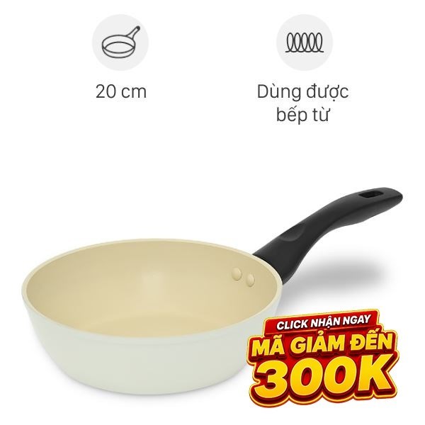 Chảo nhôm sâu chống dính vân đá đáy từ Green Cook GCP246-20IH