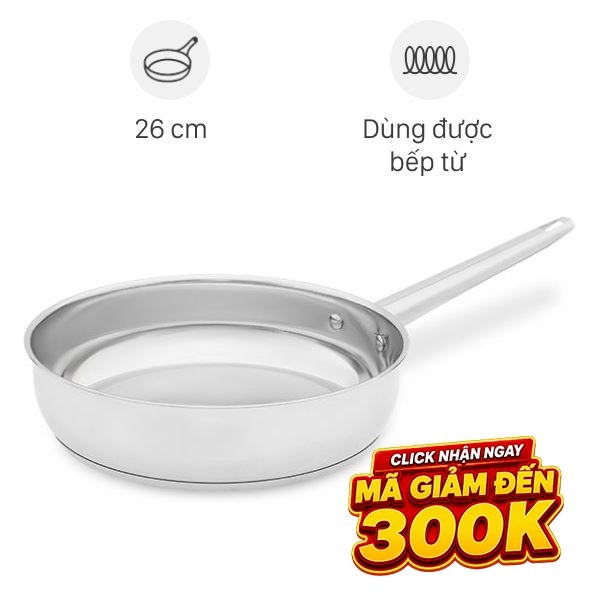 Chảo inox đáy từ Sunhouse Healthy IN26M9