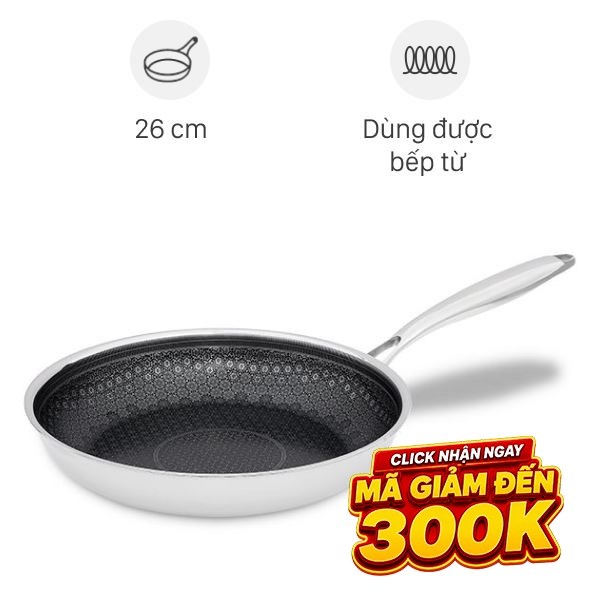 Chảo inox chống dính đáy từ Carez FPC785SI26SN