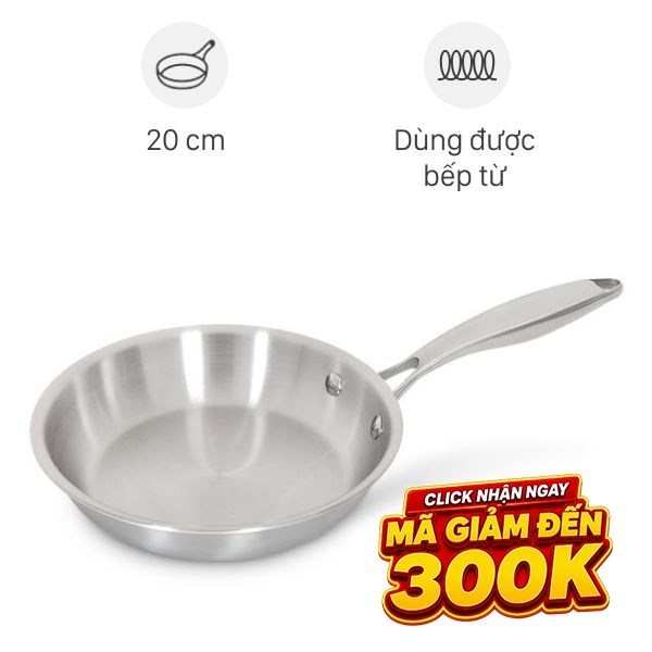 Chảo inox nguyên khối đáy từ Inochi Omi Gourmet HIN.CRIN.GM20