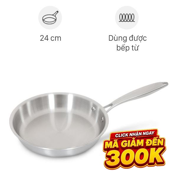 Chảo inox nguyên khối đáy từ Inochi Omi Gourmet HIN.CRIN.GM24