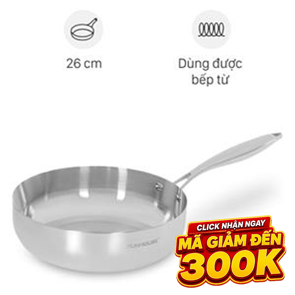 Chảo inox nguyên khối sâu đáy từ Sunhouse Healthy IN26M11