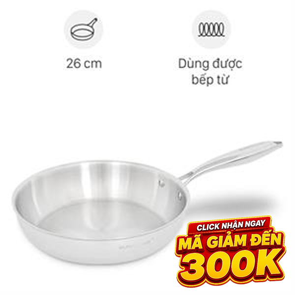 Chảo inox nguyên khối đáy từ Sunhouse Healthy IN26X1
