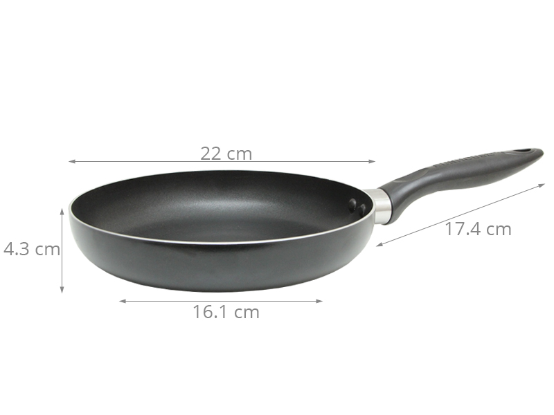 Đường kính chảo 22 cm thích hợp nấu những bữa ăn nhỏ, ít người ăn, tiết kiệm dầu ăn và năng lượng.