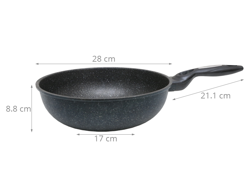 Đường kính chảo 28 cm vừa lớn, phù hợp nấu ăn cho cả gia đình đông người. Lòng chảo sâu, chứa được lượng thức ăn lớn. Đường kính chảo 28 cm vừa lớn, phù hợp nấu ăn cho cả gia đình đông người. Lòng chảo sâu, chứa được lượng thức ăn lớn.