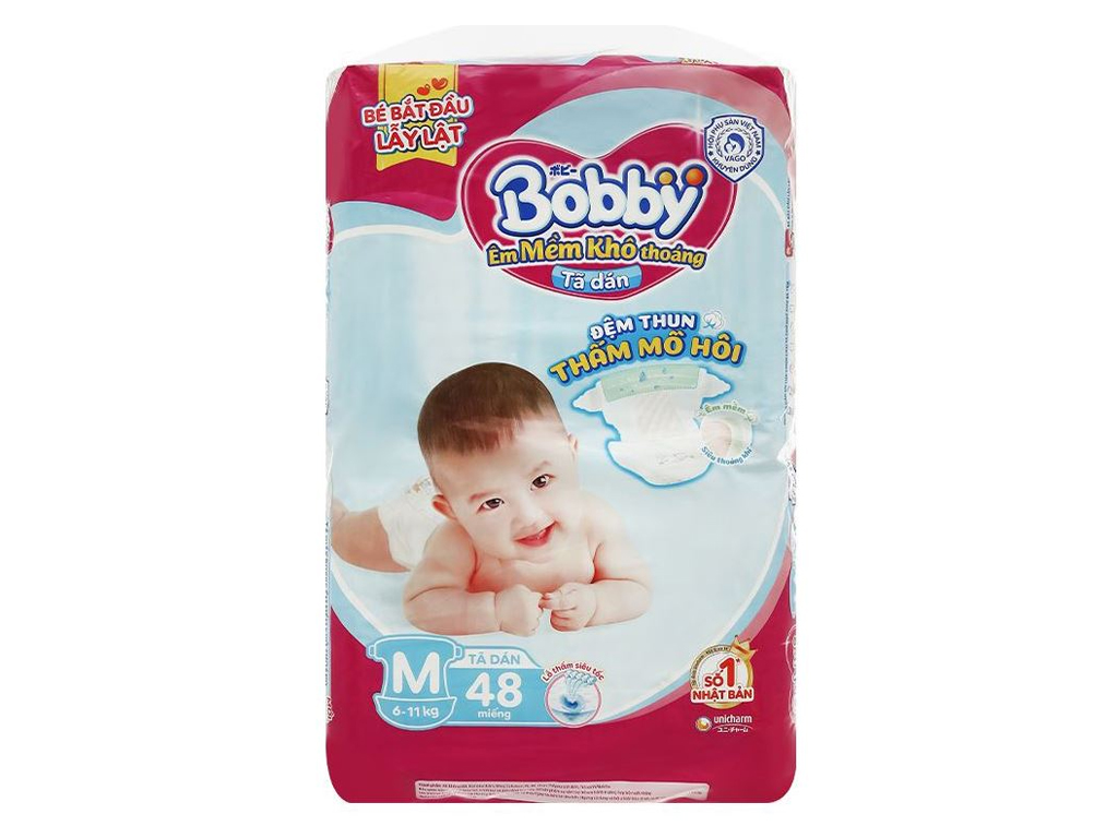 Tã dán Bobby size M 48 miếng (cho bé 6 - 11kg) 2