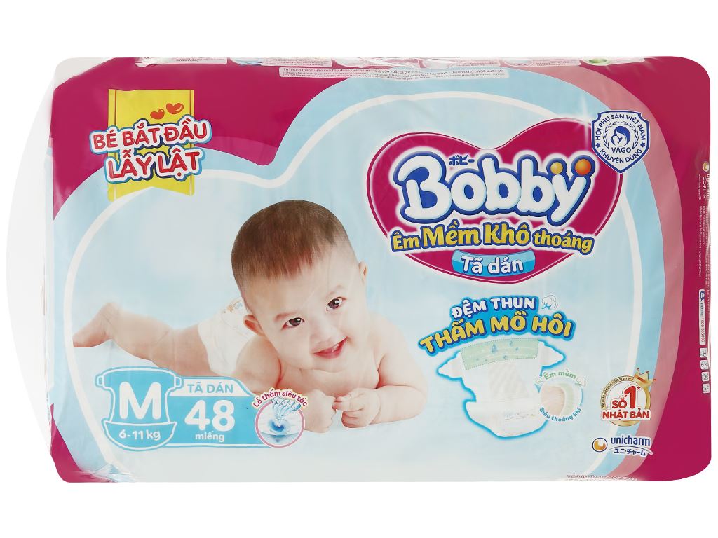 Tã dán Bobby size M 48 miếng (cho bé 6 - 11kg) 5