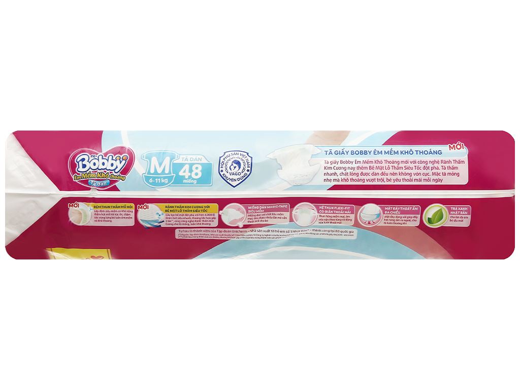 Tã dán Bobby size M 48 miếng (cho bé 6 - 11kg) 6