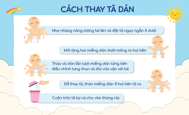 Tã dán Huggies Dry size L 42 miếng (9 - 14 kg) - Hướng dẫn sử dụng