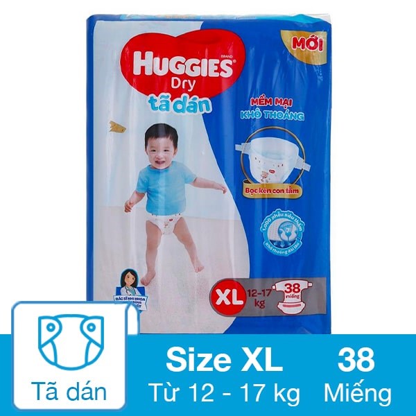 Tã Dán Huggies Dry Size Xl 38 Miếng (12 - 17 Kg)