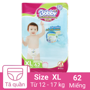 Tã quần Bobby size XL 62 miếng (cho bé 12 - 17kg)