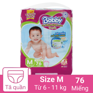 Tã quần Bobby size M 76 miếng (cho bé 6 - 11kg)