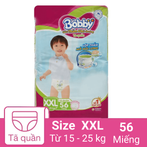 Tã quần Bobby size XXL 56 miếng (cho bé 15 - 25kg)