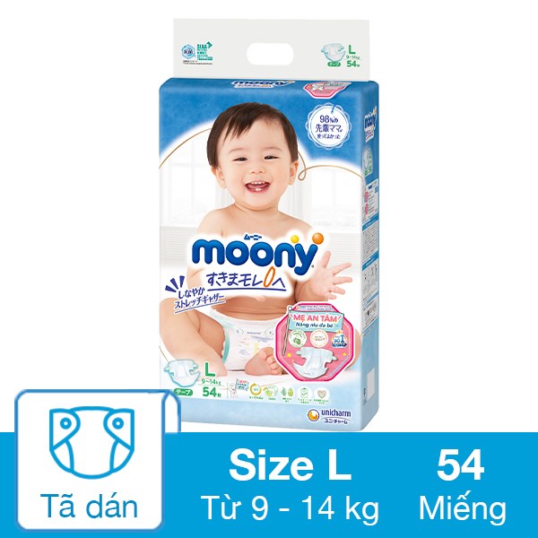 Tã dán Moony size L 54 miếng (9 – 14 kg)