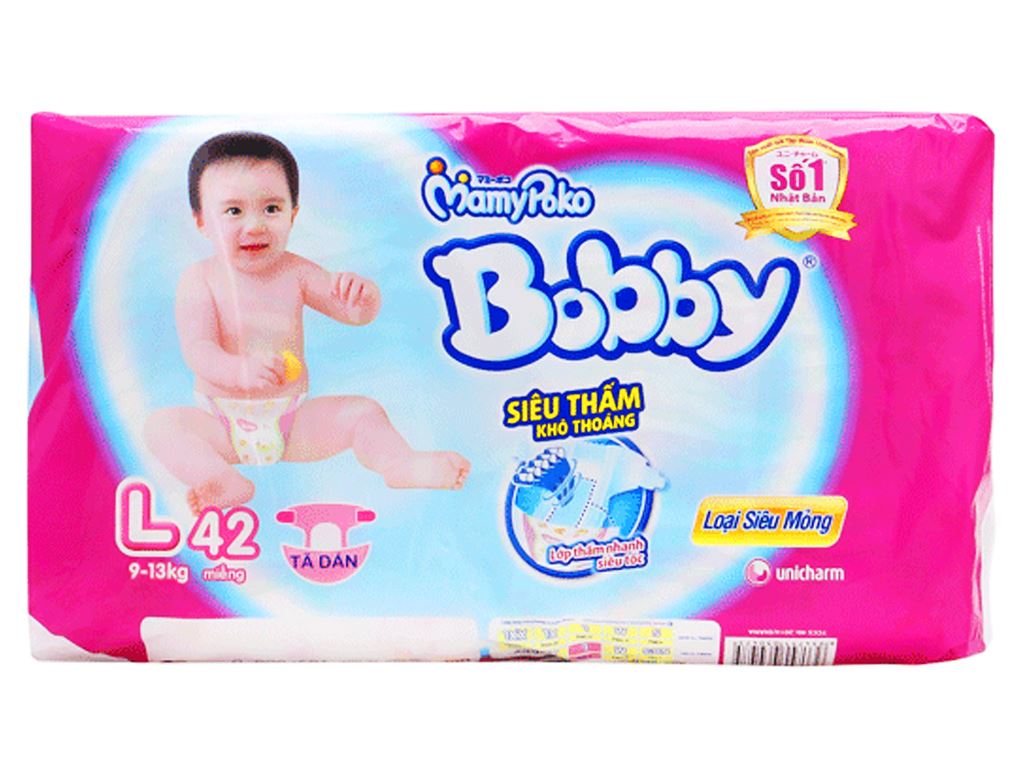 Tã dán Bobby Fresh size L 42 miếng (cho bé 9 - 13kg) 1
