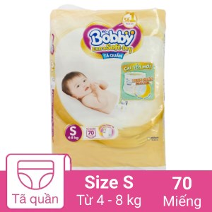 Tã quần Bobby Extra Soft Dry size S 70 miếng (cho bé 4 - 8kg)