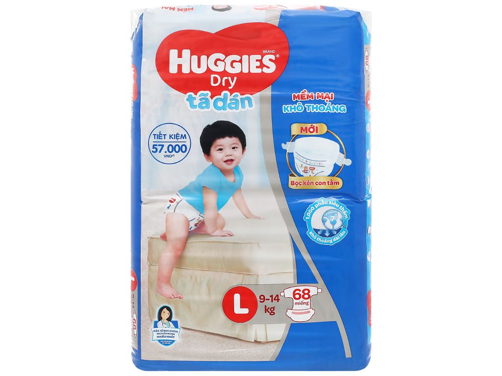 Tã dán Huggies Dry size L 68 miếng (cho bé 9 - 14kg) 1